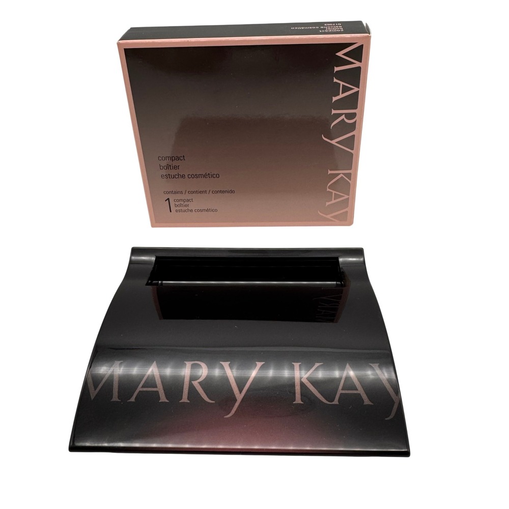 Mary Kay Black Magnetic Refillable Cosmetic Compact Case with Mirror 017082 NEW